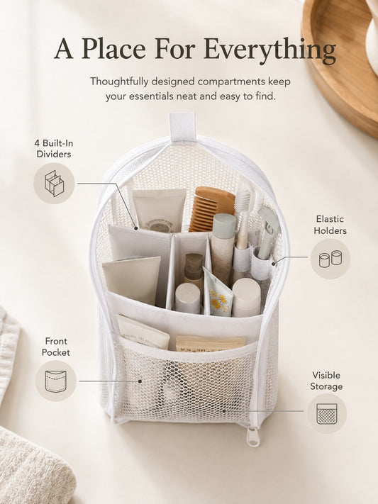 🎒Mesh Zipper Toiletry Storage Pouch-Buy 1 get 1 free - Multi-Pocket Travel Cosmetic Organizer Bag