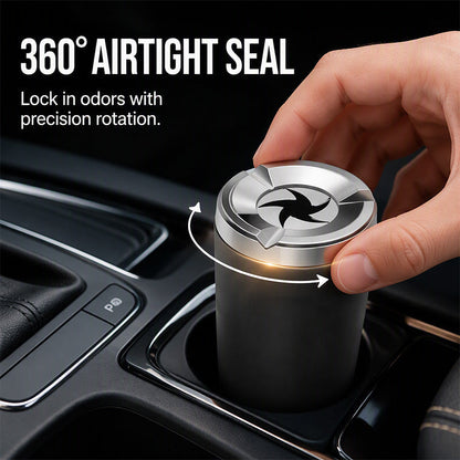 🚗Rotating Car Ashtray with Ceramic Inner Liner, Mechanical Airtight Lid Car Cup‑Holder Ashtray