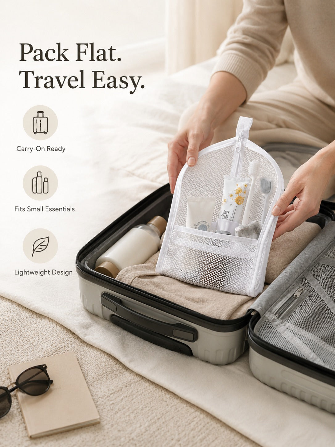 🎒Mesh Zipper Toiletry Storage Pouch-Buy 1 get 1 free - Multi-Pocket Travel Cosmetic Organizer Bag