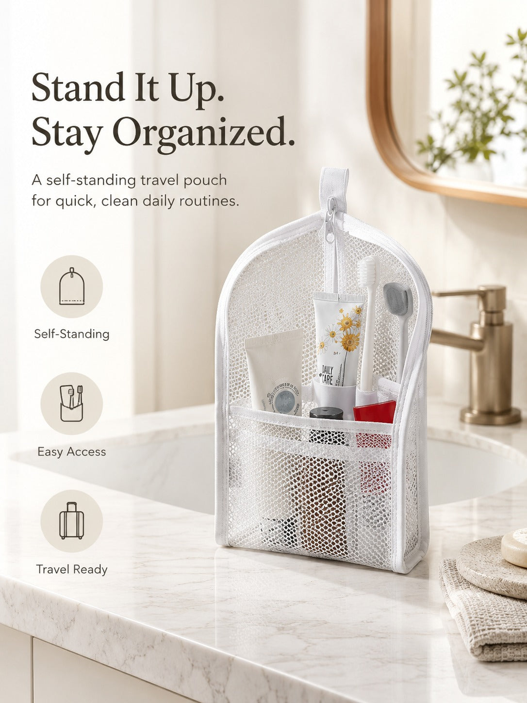 🎒Mesh Zipper Toiletry Storage Pouch-Buy 1 get 1 free - Multi-Pocket Travel Cosmetic Organizer Bag