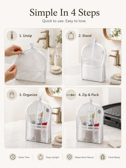 🎒Mesh Zipper Toiletry Storage Pouch-Buy 1 get 1 free - Multi-Pocket Travel Cosmetic Organizer Bag