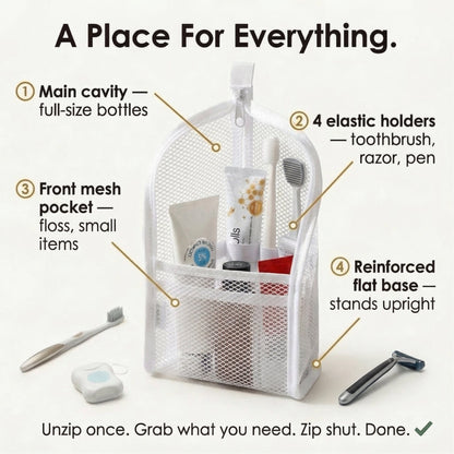 🎒Mesh Zipper Toiletry Storage Pouch-Buy 1 get 1 free - Multi-Pocket Travel Cosmetic Organizer Bag