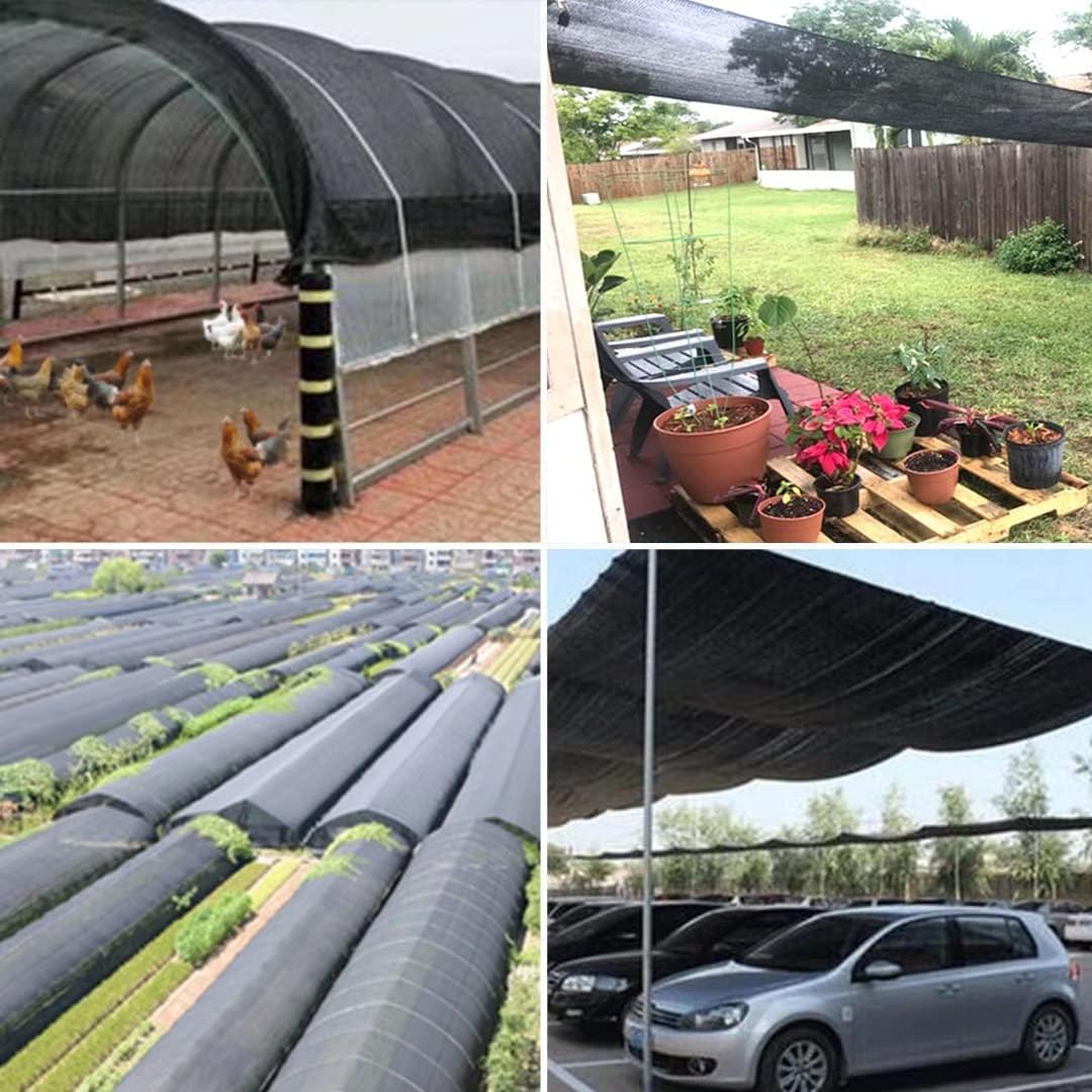 90% Blackout Sun Shade Cloth 10x13ft - Heavy-Duty UV-Resistant Mesh Net with Grommets