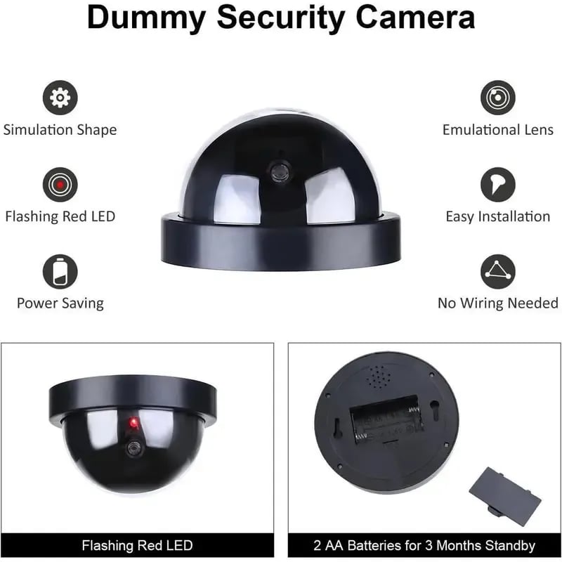 2026 Hot Sale🔴 Dummy Dome Security Camera with Flashing LED – Add a Visible Security Presence